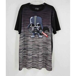 Star Wars Darth Vader Mens Short Sleeve Black Gray Cartoon T-Shirt Sz L